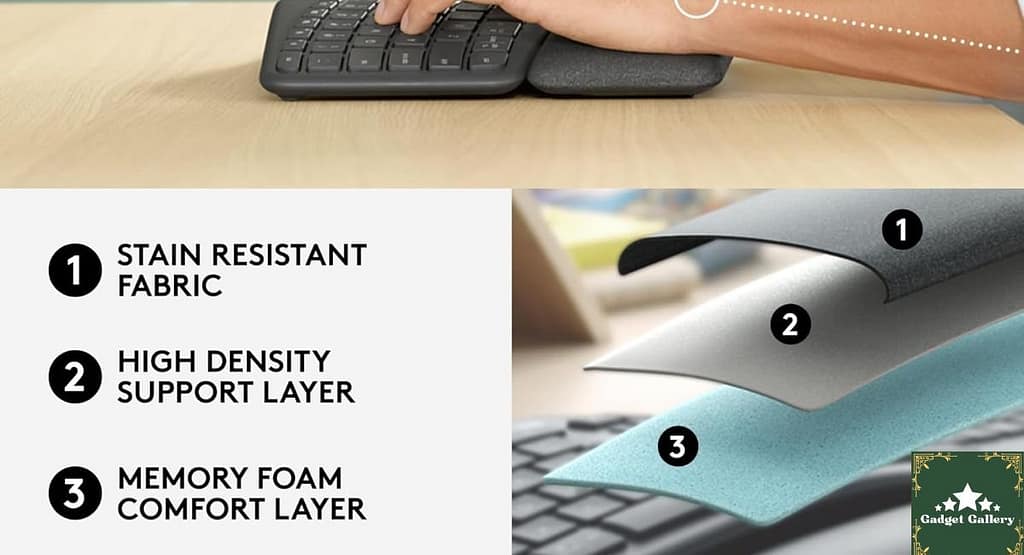 Logitech Ergo K860 Wireless Ergonomic Keyboard layout