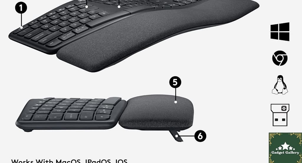 Logitech Ergo K860 Wireless Ergonomic Keyboard layout